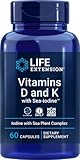 Life Extension Vitamins D and K with Sea-Iodine – Bone, Brain, Thyroid & Arterial Support – Non-GMO, Once Daily, Gluten-Free – 60 Capsules