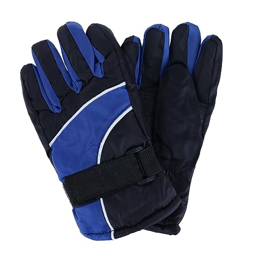 CTM® Luva de esqui infantil de inverno tamanho único com detalhes coloridos, azul