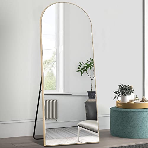 Pexfix Arched Full Length Mirror Arched Floor Mirror With Stand, Wall Mirror Standing, Leaning Hanging For Home And Office, 65"X22", Wood #TOP3
