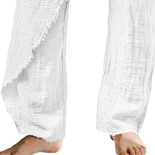 Men's Breathable Cotton Linen Beach Pants Casual Vintage Summer Trousers Loose Fit Solid Outdoor Sweatpants3