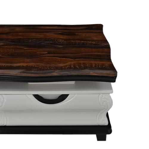 Image of Royaloak Texas American Marble Center Table | Art Marble | HDF with High Glossy Finish | Drawer Storage | American Collection | Durable & Long-Lasting | Wooden Block Tapered Legs
