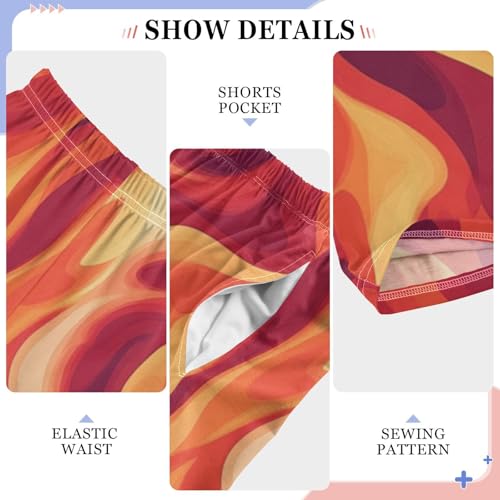 Boys' Pants Orange Blaze Fire Flame Long Bottoms Jogger Pants Elastic Waist Trousers with Pockets S-XL4