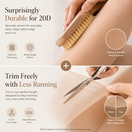 Image of Women's Transparent Tights, 20D High Waist Pantyhose, Ladies Skin Care Socks, Rip-Stop Pantyhose with Reinforced Toes