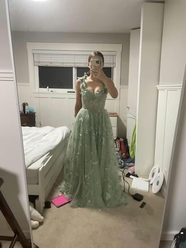 Zepumen 3D Butterflies Tulle Prom Dress 2025 Corset Long Ball Gown Lace Appliques Formal Evening Party Gowns with Slit2