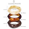 LILIE&WHITE 3 Pcs Dark Brown And White Acrylic Bangle Bracelets For Women Classic Colorful Statement Bracelets Set Chic Resin Chunky Bangles Jewelry Gift #5