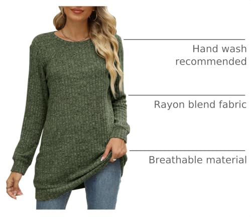 Image of Sweaters for Women Long Sleeve Crewneck Sweatshirt Loose Casual Tunic Tops