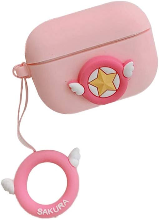 Yhrhredfjh Airpods Pro Protective Case, Cute 3D Cartoon Silicone Storage Case Shockproof Cover Protective Charging Case for Airpods Pro(KINOMOTO SAKURA 03)