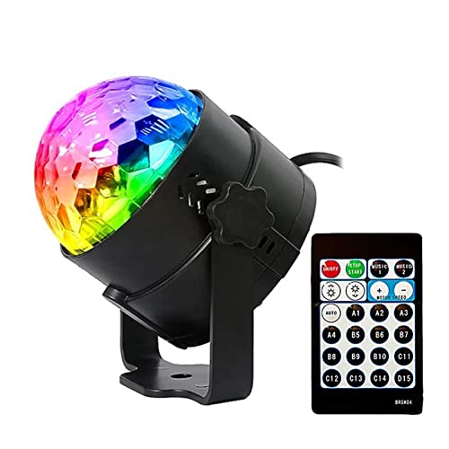 Boule magique de cristal LED RVB active au son avec 15 couleurs et sa telecommande