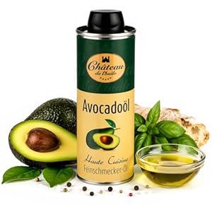 Château de l'huile Avocadoöl – 250 ml, 1er Pack - Kaltgepresst, 100% Natives Avocado-Öl – In UV-lichtgeschützter Dose für optimale Frische - Nussig-Cremiges Aroma, Ideal für Bowles, Salate
