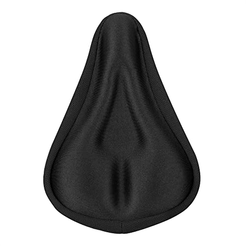 Image of Jazooli Gel & Foam Padded Bike Seat Cushion - Non-Slip Bicycle Saddle Cover with Drawstring Strap, Comfortable, Soft, Wide, Breathable - For Exercise Bikes, Road Bikes & Electric
