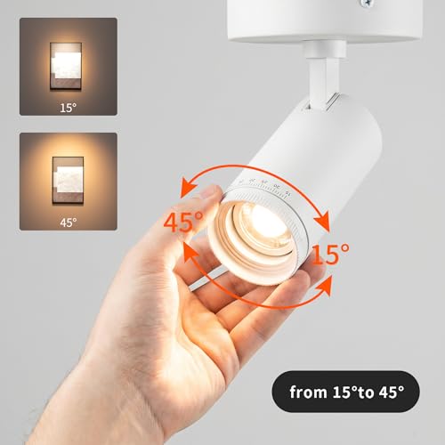 Image of mirrea 5-Color Zoomable Indoor Spot Lights,LED Ceiling Spotlight Lighting Fixtures for Room and Hallway,Accent Light for Gallery,White Directional Lamp for Home,2700-5000K,15-45,CRI90+,Pack of 3