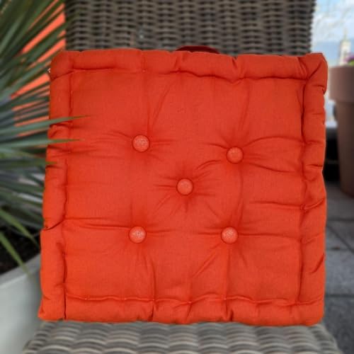 Susanna Home Cuscini Mattonella per Sedie, Panca, Giardino, Cucina, Divano, Pavimento, da Esterno e Interno 40x40x10 con Manico 100% Cotone (RUST, SET 1 CUSCINO)