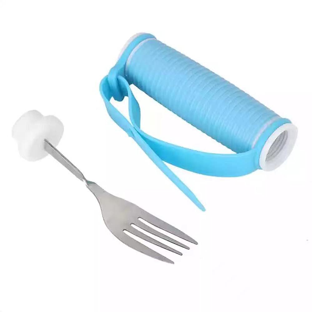Kit Adaptable de Tenedor Y Cuchara para Temblores de Mano Cubiertos Flexibles con Cinturón de Mano Vajilla Antivibraciones de Ayuda para Pacientes de Edad Avanzada Y con Parkinson
