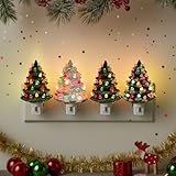 Uenough Christmas Ceramic Tree Night Light 4 Pack - 6' H Tabletop Holiday Nostalgic Decorative Lights with ON/Off Switch, Vintage Night Light for Gift Bedroom Bathroom Living Room Porch Holiday Decor