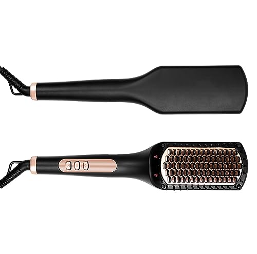 Nicebay® Hair Straightener Brush, Rotatable Temperature Adjustment Hair Straightening Brush
