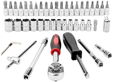 Youyijia 46 Piece Socket Wrench Set 1/4" Wrench Set Mechanical Tool Set Ratchet Set with Quick Release Ratchet Wrench Socket and Extension Bar Bits Set for Home Car Repair DIY