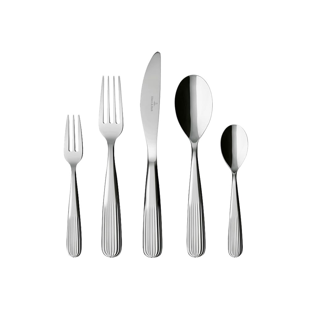 Villeroy & Boch - Rose Garden Ménagère Couverts 30 Pièces, Garanti Lave-Vaisselle, Ensemble de Couverts de Table Complet, Set Élégant Inox, Acier Inoxydable