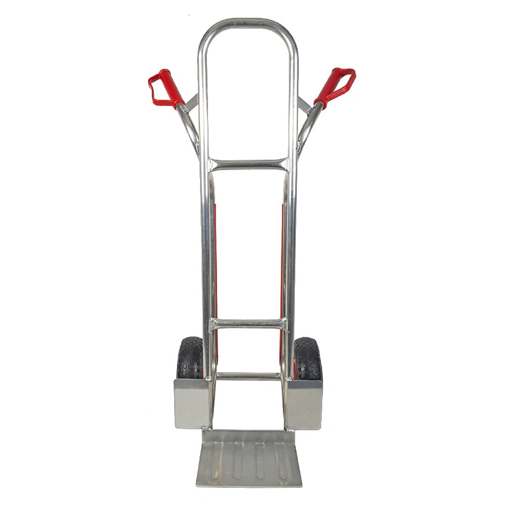 Trestles Profi Sackkarre Alu Aluminium Vollgummireifen Sackkarren Transportkarre Treppensackkarre S04 Alu | 150kg Tragkraft | Treppenrutschkufen | Radschutz | große Schaufel | Sicherheitsgriffe