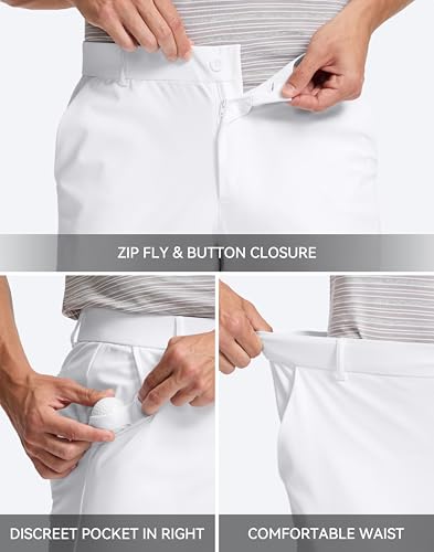 Image of Pudolla Men's Golf Pants 30 inch /32 inch /34 inch Comfy Stretch Dress Work Pants Lightweight Quick Dry Casual Slacks Trousers with Pockets