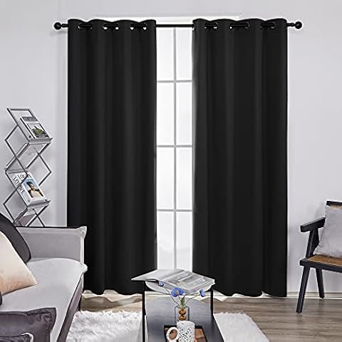 Deconovo Thermal Insulated Blackout Curtains Room Darkening & Energy Saving Solid Grommet Top Curtain Panels for Home Decor Bedroom Windows 2 Panels, Black, 52Wx84L in Cover