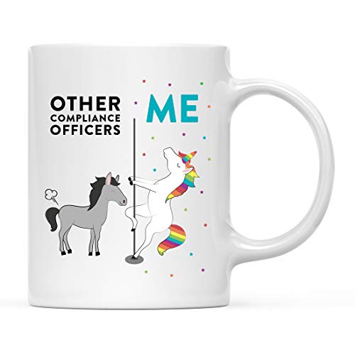 Andaz Press Funny Quirky 11oz. Ceramic Coffee Tea Mug Thank You Gift, Other Compliance Officers Me, Horse Unicorn, 1-Pack