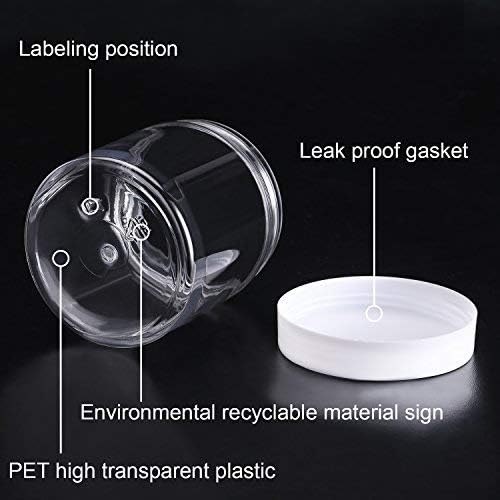 Miniatura 5 de SATINIOR Paquete de 12 tarros de plástico transparente con tapas, recipientes de plástico vacíos de boca ancha para productos de belleza,