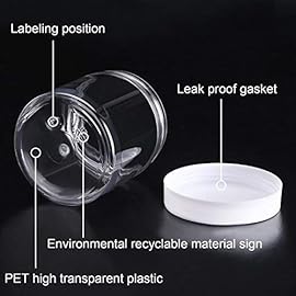 SATINIOR 12 Pack 8 oz Plastic Container Jars with Lids Round Clear Travel Cosmetic Container Slime Jars for Toiletries, Lotion, Cream, Ointments, Makeup, Rhinestone, Samples, Kitchen Storage(Clear)