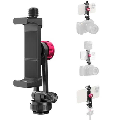 ULANZI MA61 Metal Phone Tripod Mount with Cold Shoe, 360° Adjustable Hot Shoe Camera Phone Mount for iPhone 17 16 15 14 Pro Max, Samsung, Aluminum Alloy Clamp for Vlogging, Live Streaming, Video