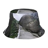 MDATT Sombrero de safari con estampado de escalera de piedra para exteriores, ala ancha, con solapa para el cuello, Negro, Talla única