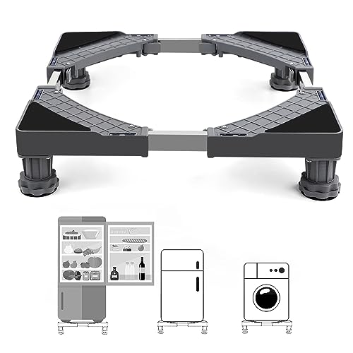 Seisso 0053N-FG-4J-GY Mini Fridge Stand, Adjustable Washer Dryer Stand Base With 4 Strong Feet, Universal Appliance Pedestal cover