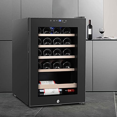 IUBGFTO Réfrigérateur à vin à température constante à Une Porte, Cave à vin indépendante avec Panneau de Commande Intelligent et Porte en Verre, 5-22 ℃, capacité 62 L, 85 W, Silencieux