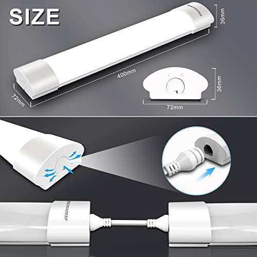 BERIXDEEP 1.3ft LED Batten Light 6500K Daylight, Linkable Plug in Strip Light for Garage Workshop, Office, Wall, Kitchen - Image 4