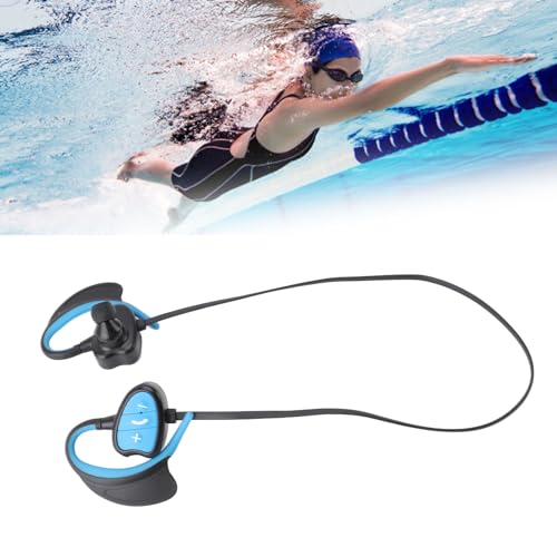 Jiawu Cuffie da Nuoto IPX8 Impermeabili, Auricolari In-ear Bluetooth 5.0, Cuffie Sportive per Nuoto, Corsa e Ciclismo (Blue)