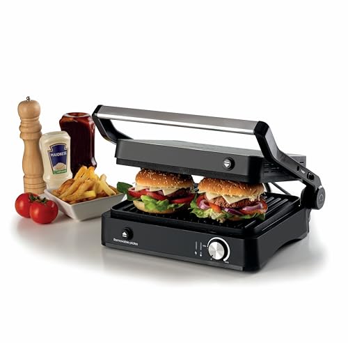 Plancha electrica con 3 modos de coccion y 2000W para asar sin aceite 3