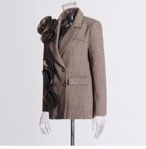 Flower Suits 4 -Women's Three-Dimensional Flower Fashion Suit Jacket Retro Artistic Double Breasted Coat3