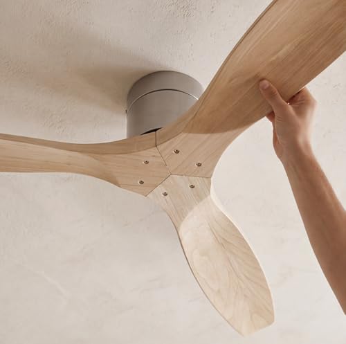 FORLIGHT - Ventilador Stem Evo ø1320mm Tube Acero Niquel satinado palas Madera clara