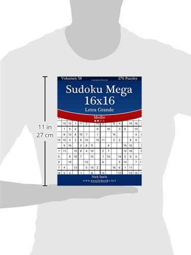 Sudoku Mega 16x16 Impresiones con Letra Grande - Medio - Volumen 58 - 276 Puzzles