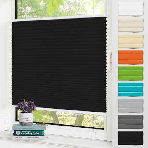 Zarnan Plissee ohne Bohren Blickdicht 100x120cm(BXH) plissee klemmfix UV-Schutz & Lichtfilterung Klemmplisseeses Fenster ohne Bohren Plissee mit Klemmträger easyfix Jalousie für Fenster und Tür