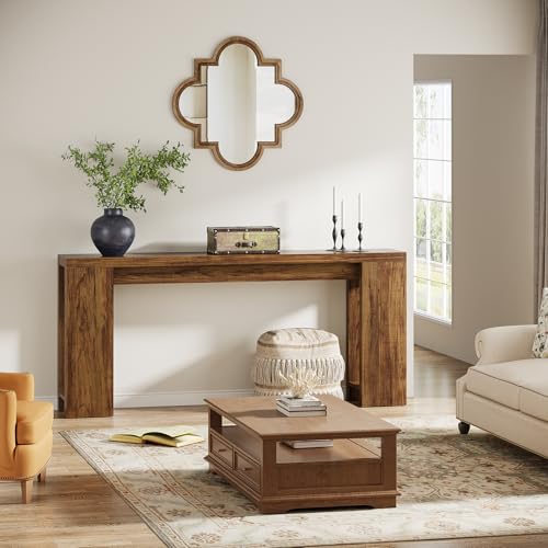 Image of Tribesigns 70.9-Inch Extra Long Console Table, Farmhouse Wood Sofa Table Behind Couch, Narrow Entryway Accent Table for Living Room, Hallway, Entrance, Foyer, Dark Brown
