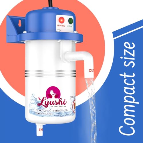 Image of Portable Instant Water Geyser for Bathroom & Kitchen, 3000W Electric Mini Water Heater with Auto Cut-Off, Fast Heating Tankless Hot Water Heater, Wall Mount Compact Electric Geyser, Home, Wash Basin