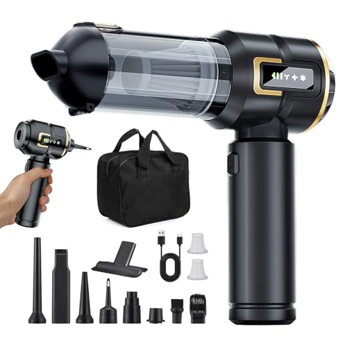 Car Vacuum Cleaner Cordless with Battery Display, 23000PA Mini Handheld Vacuum Cleaner, 4-in-1 Compressed Air Duster & Air Blower & Pump Hand Held Vacuum with Brushless Motor for Car, Home, Office