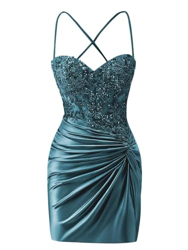Sequin Lace Homecoming Dresses 2025 Corset Spaghetti Straps Satin Prom Dress Short Cocktail Party Gowns