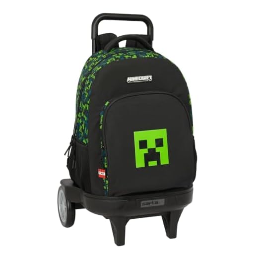 MINECRAFT TNT - Mochila Grande con Ruedas, Compact Evolución, Extraíble, Ideal para Niños de Diferentes Edades, Cómoda y Versátil, Calidad y Resistencia, 33x22x45 cm