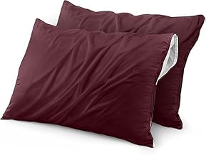 Waterproof & Dustproof Cotton Terry Pillow Protectors – Standard Size, Breathable & Soft Pillow Cover, Zippered Enclosure, Hypoallergenic (Maroon, 20x30 Inches, Pack of 2)