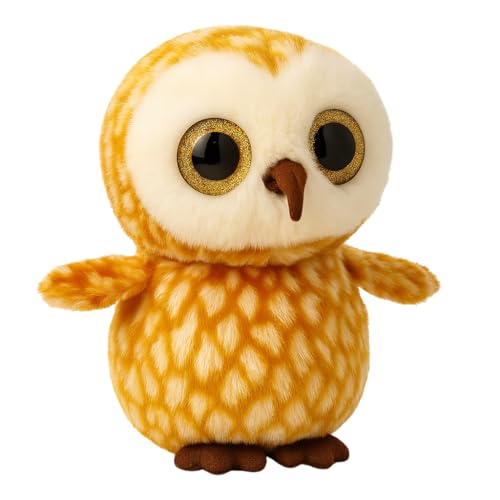 Image of Brown & White Owl Plush Soft Toy - 20cm Stuffed Animal | Cute & Cuddly Bird with Big Eyes for Kids | Birthday Gift