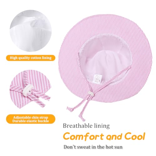 Baby Girl Sun Hat with UPF 50+ Outdoor Adjustable Toddler Beach Hat with Wide Brim Bucket Hats for Kids 2-4 Years
