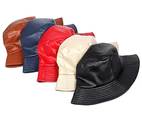 Sombrero Bucket de Cuero PU Unisex miniatura 3