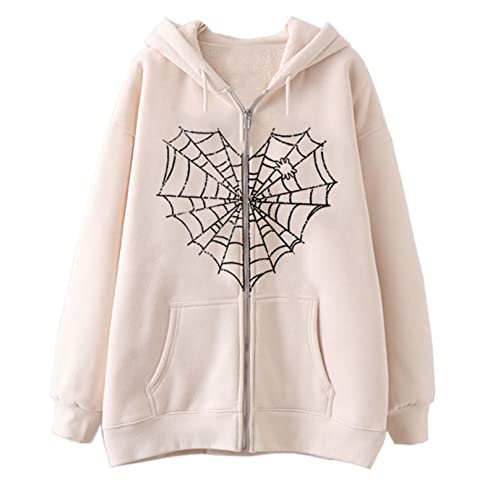 NJNJGO Unisex Grunge Punk Hooded Sweatshirt Y2K Jacket