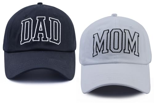 New Parents Gifts for Couples, 2026 Mom and Dad Hats, Classic Papa Mama Baseball Cap, Fathers Mothers Day Christmas Birthday Gifts for Daddy Mommy Black White