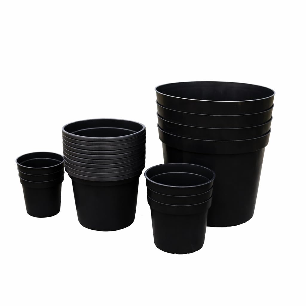 Grow Tools Plant Pots Round Plastic – Durable Flower Pots for Indoor & Outdoor Gardening Strong Reusable Plant Containers with Drainage Holes | 2L–30L Garden Pots for Flowers, Herbs & Shrubs (5, 5L)
